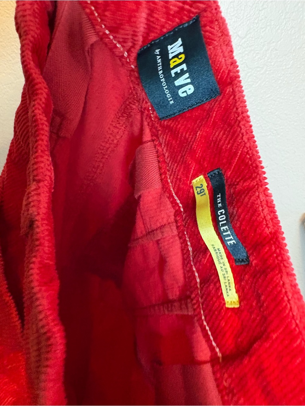 Anthropologie Maeve The Colette Cropped Wide-leg Corduroy Pants Red 29 Tall - Picture 6 of 13